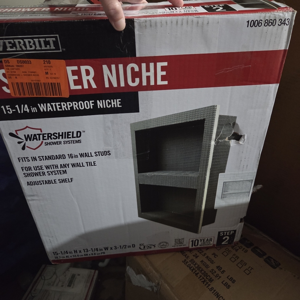 Everbilt Watershield Shower Niche w/ Adjustable Shelf, 21.25"x13.25"x3.5"